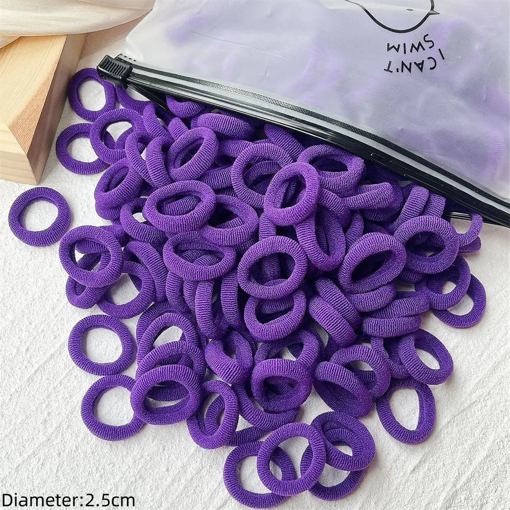 Black Elastic Hair Tie Set - 50pc No-Damage Hair Bands for Women