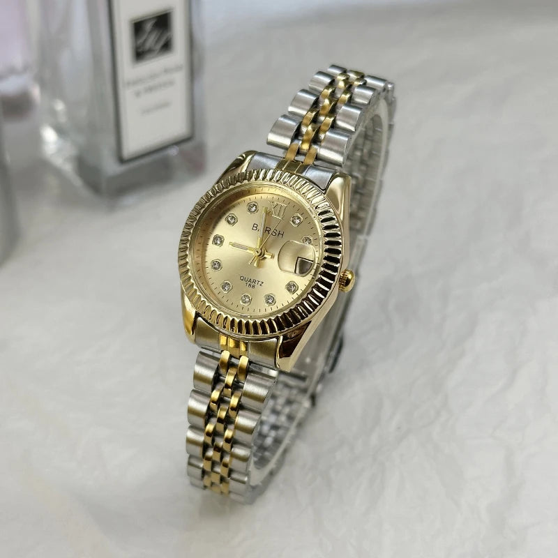 Women's Golden Steel Watch — Diamond Fashion Luxury Quartz Wristwatch — view 9 of watches