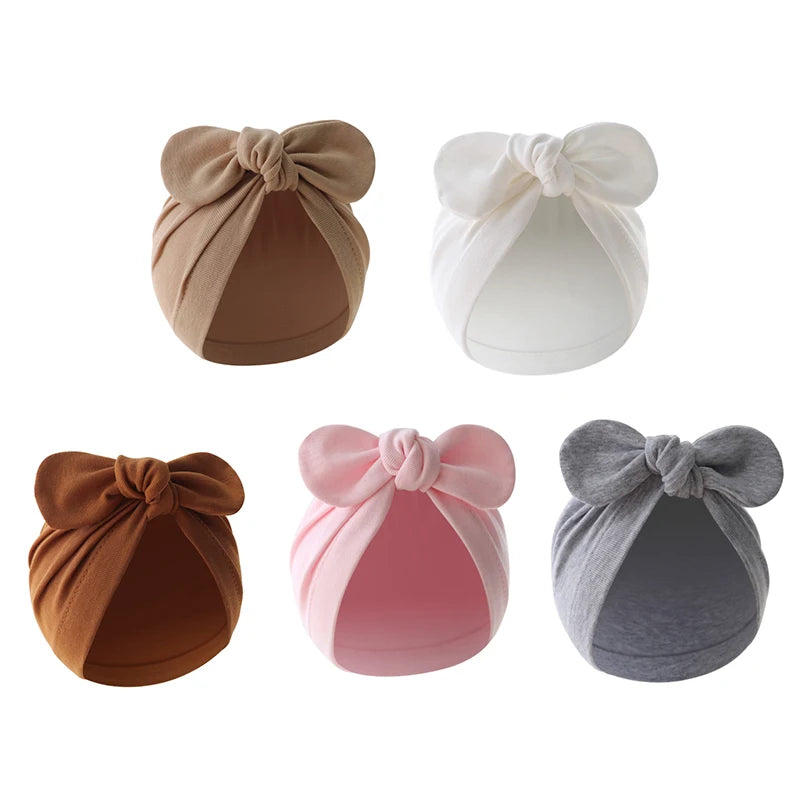 Cute Bunny Ears Baby Turban Hat - Soft Cotton Beanie for Easter & Spring Photos — view 3 of baby hats