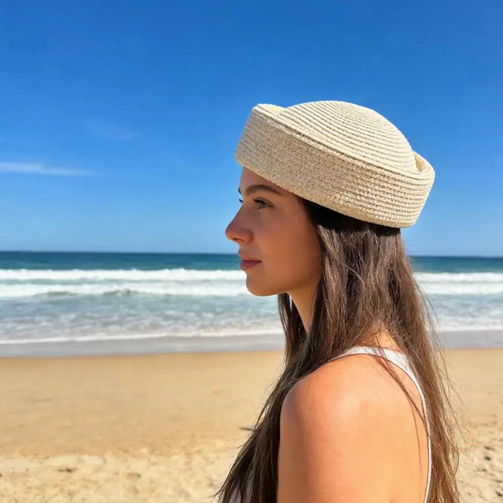Retro Straw Sun Hat — Wide-Brim Breathable Summer Beach Hat — view 2 of hats