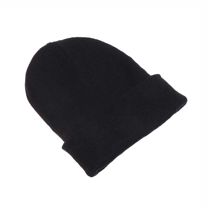 Black Pullover Woolen Knitted Wool Hip Hop Beanie Snow Hat Topi Benie Berhuruf