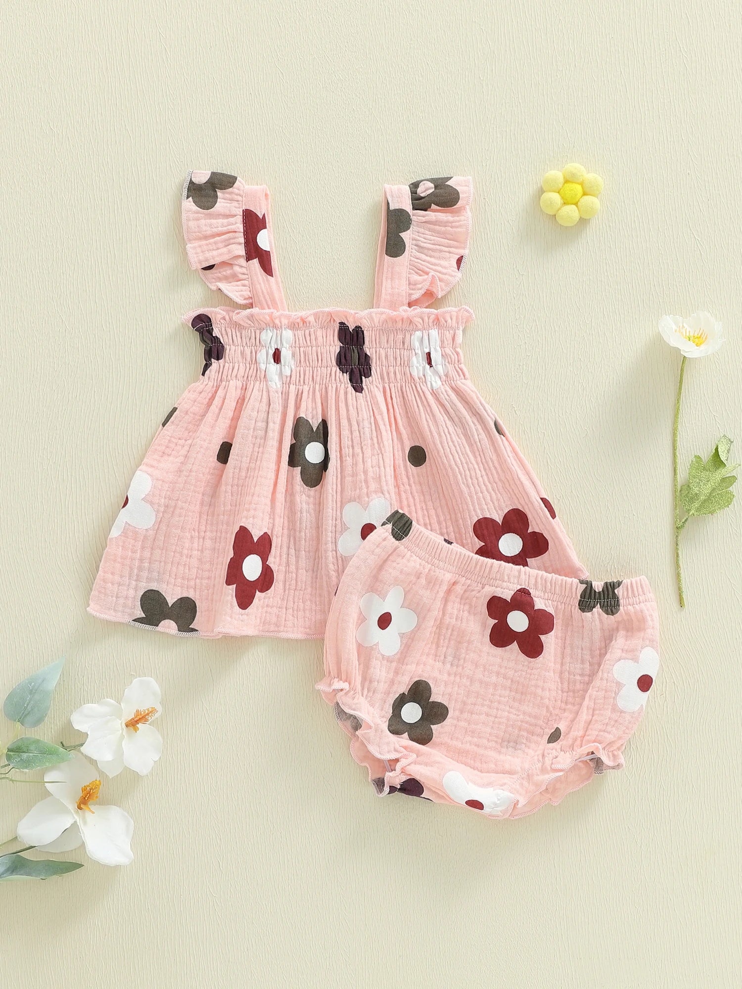 Toddler Girl Floral Ruffle Top & Shorts Set - Boutique-Style Summer Outfit — view 4 of toddler sets