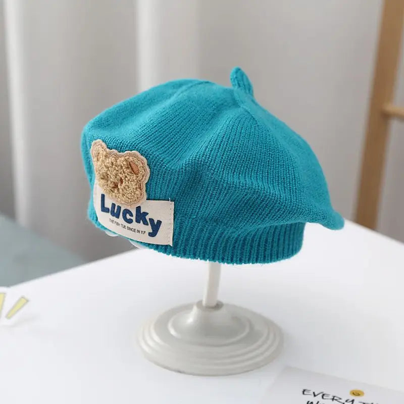 Flower Baby Beret Hat - Knitted Painter Cap for Infant Girls, Cute Toddler Princess Beret — view 8 of baby hats