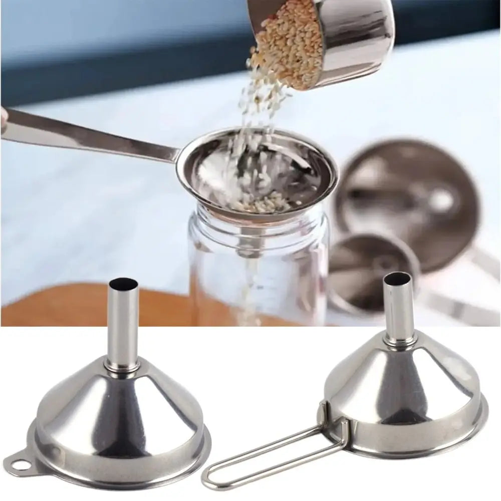 Wide-Mouth Stainless Steel Funnel &mdash; Cooking Oil Filter &amp; Spice Strainer with Handle — view 4 of kitchen gadgets