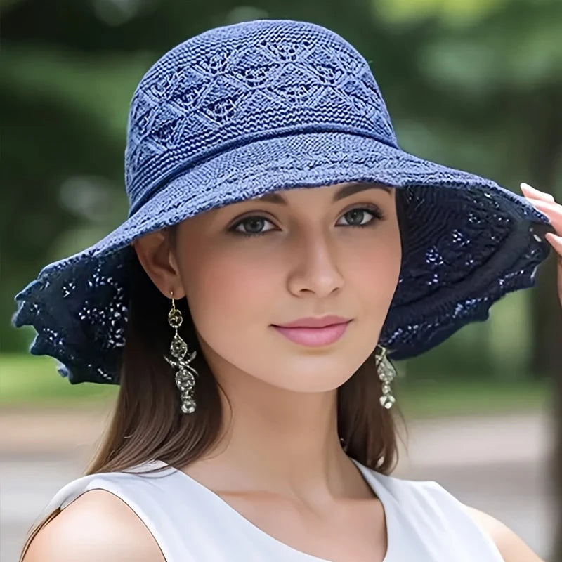 Women's Wavy Brim Straw Sun Hat, Packable Beach Hat — view 6 of hats