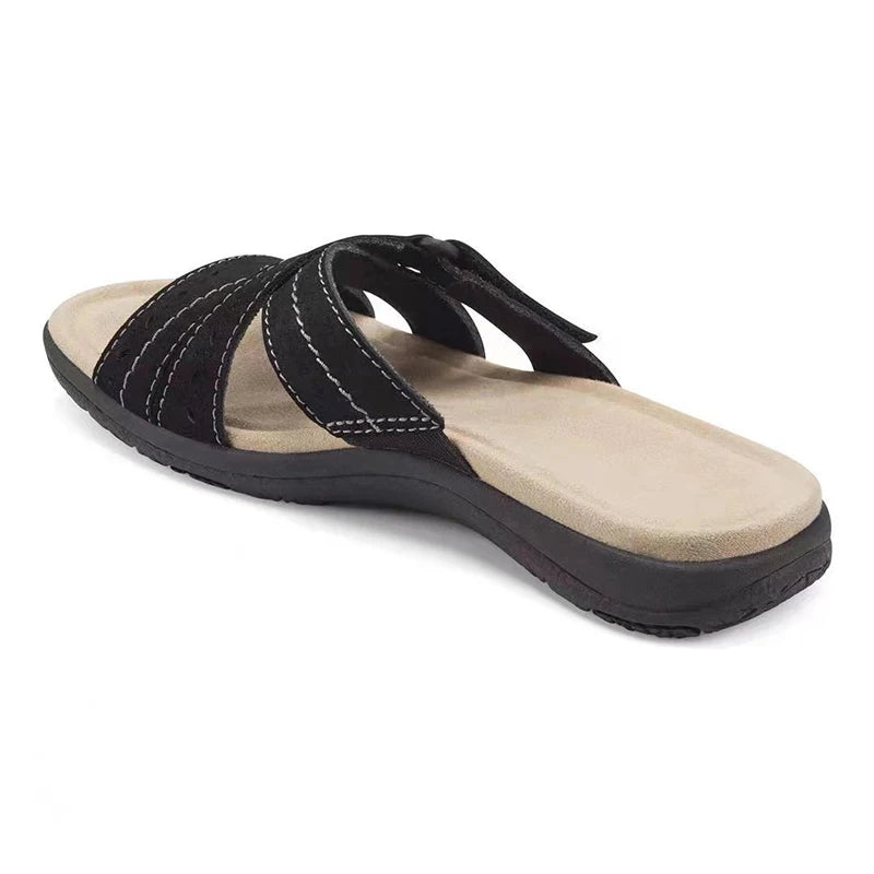 Summer Sandals Hollow-Out Hook-and-Loop Slides — Orthopedic Round-Toe Comfort Sandals — view 5 of summer sandals