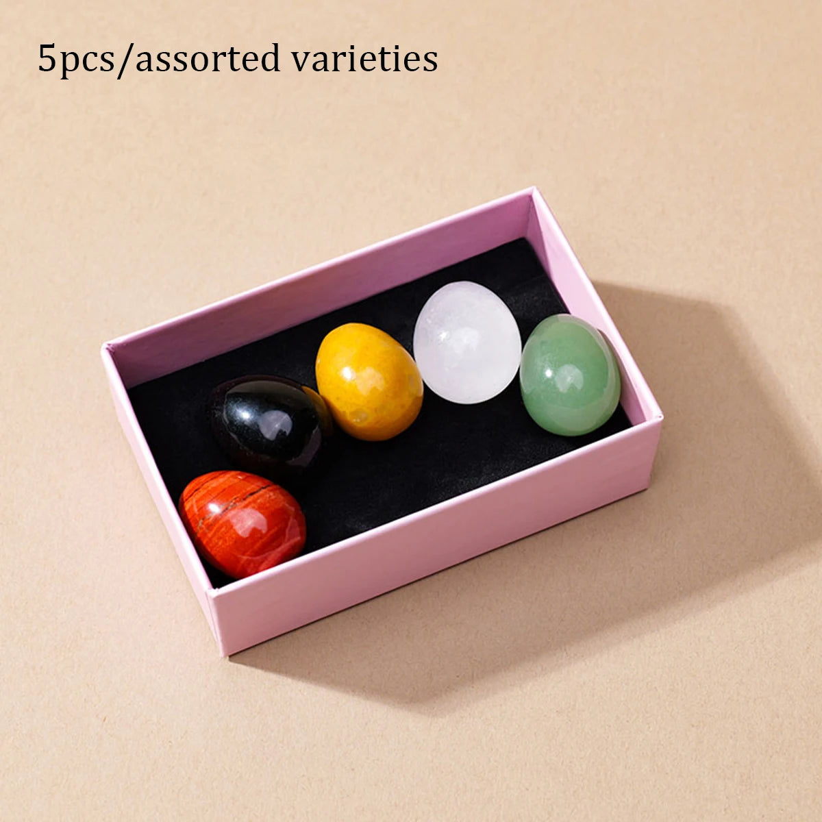 Crystal & Gemstone Mini Egg Stones Set — 5/7/10pc Polished Reiki Healing Gems Home Decor — view 6 of crystal & gemstone