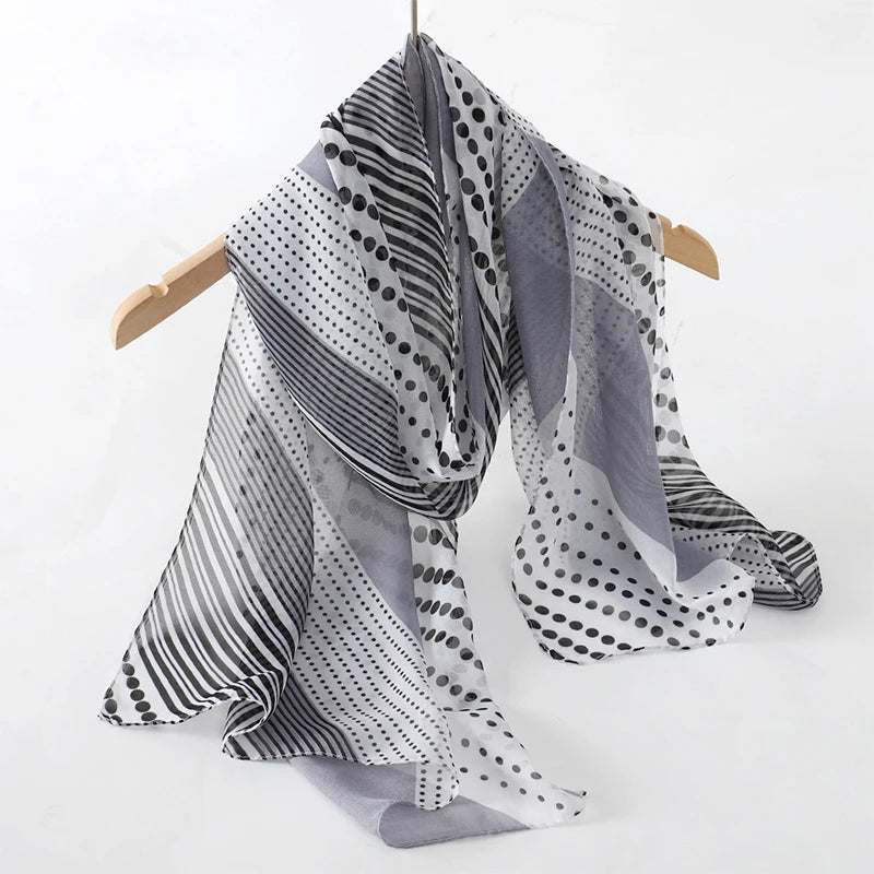 Printed Chiffon Scarf — Lightweight Sun-Protection Beach Shawl Wrap — view 15 of scarves