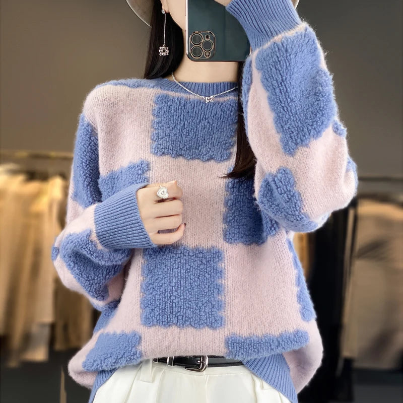 Winter Thick Jumper Female Pullover Long Sleeve 100% Woolen Woman's Sweaters Loose Large Size