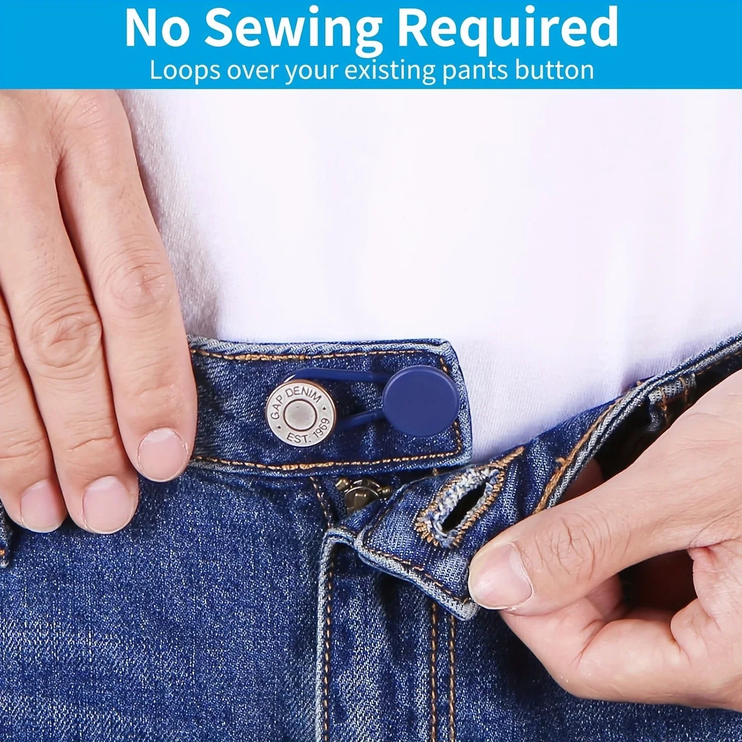 No-Sew Jean Waist Extender Buttons — Unisex Adjustable Pant Expander Pack — view 5 of accessories & jewelry