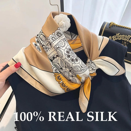 Silk Scarf 100% Real Silk Neckerchief — Luxury-inspired Hair Tie, Bag Charm, Neck Wrap — view 1 of scarves & wraps