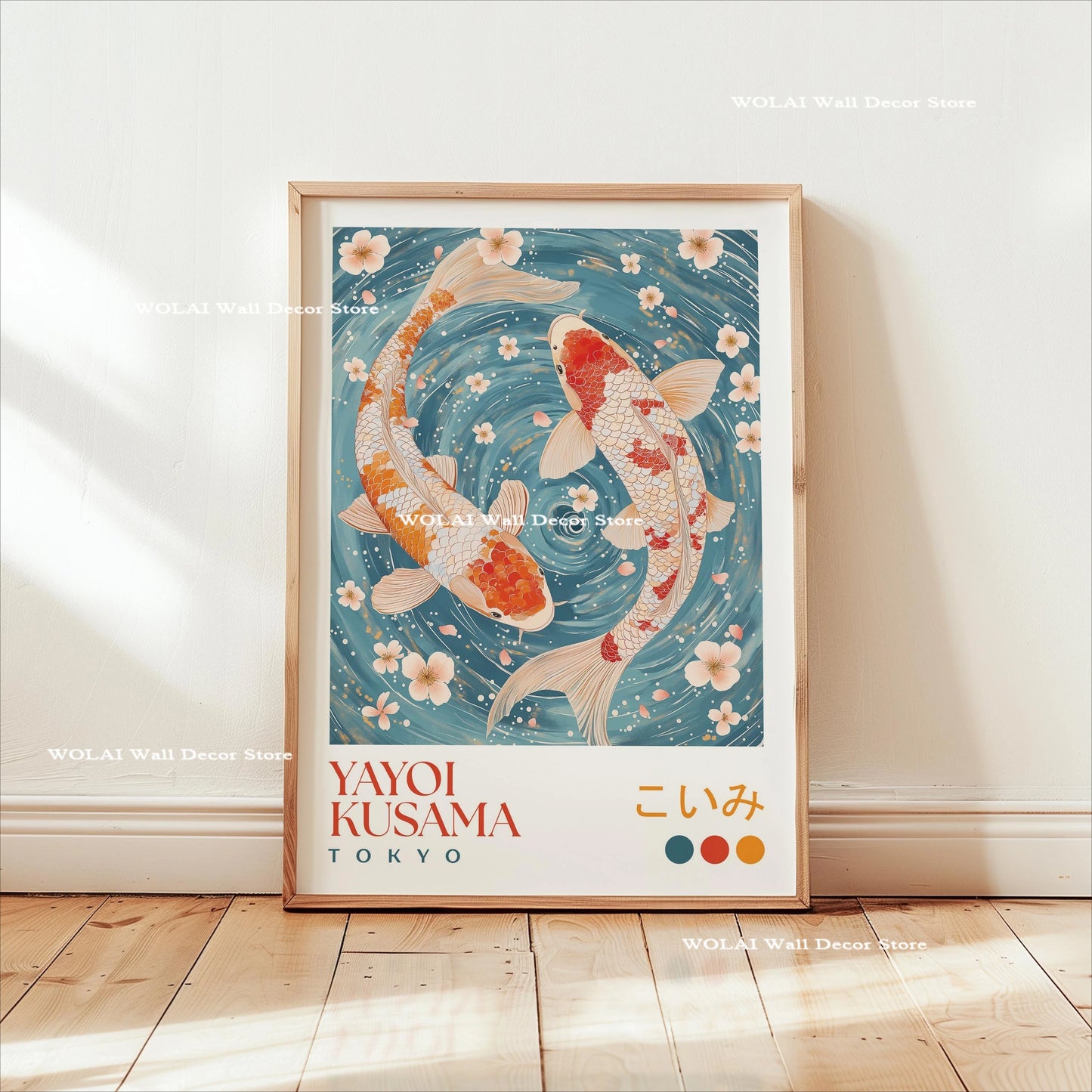 Yayoi Kusama Koi &amp; Jellyfish Canvas Poster &mdash; Japanese Hokusai Giant Wave Wall Art