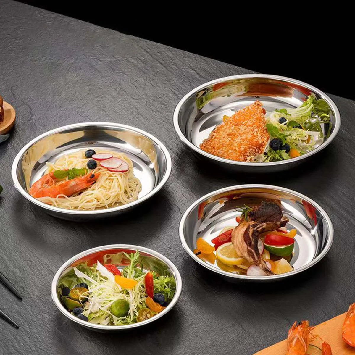 Multifunctional Stainless Steel Plates &mdash; Durable 2-Piece Outdoor &amp; Family Dining Set — view 3 of dining & tableware
