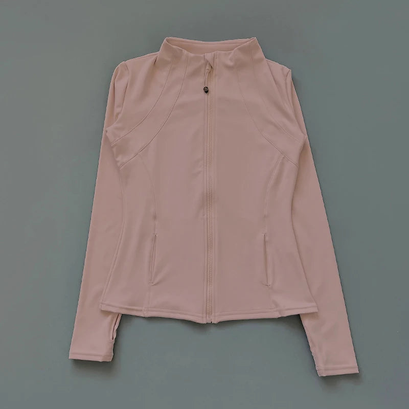 Women’s Full-Zip Yoga Jacket — Spandex Long-Sleeve Top with Thumb Holes