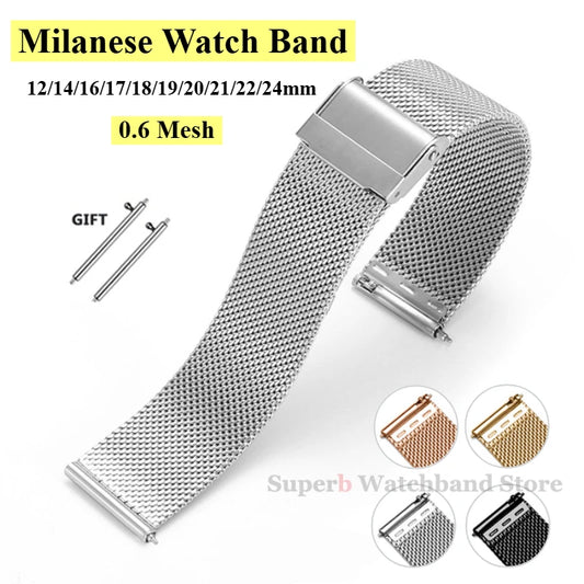Milanese Universal Quick-Release Bracelet — 12/14/16/18/20/22mm Stainless Steel Watch Strap — view 1 of watch straps