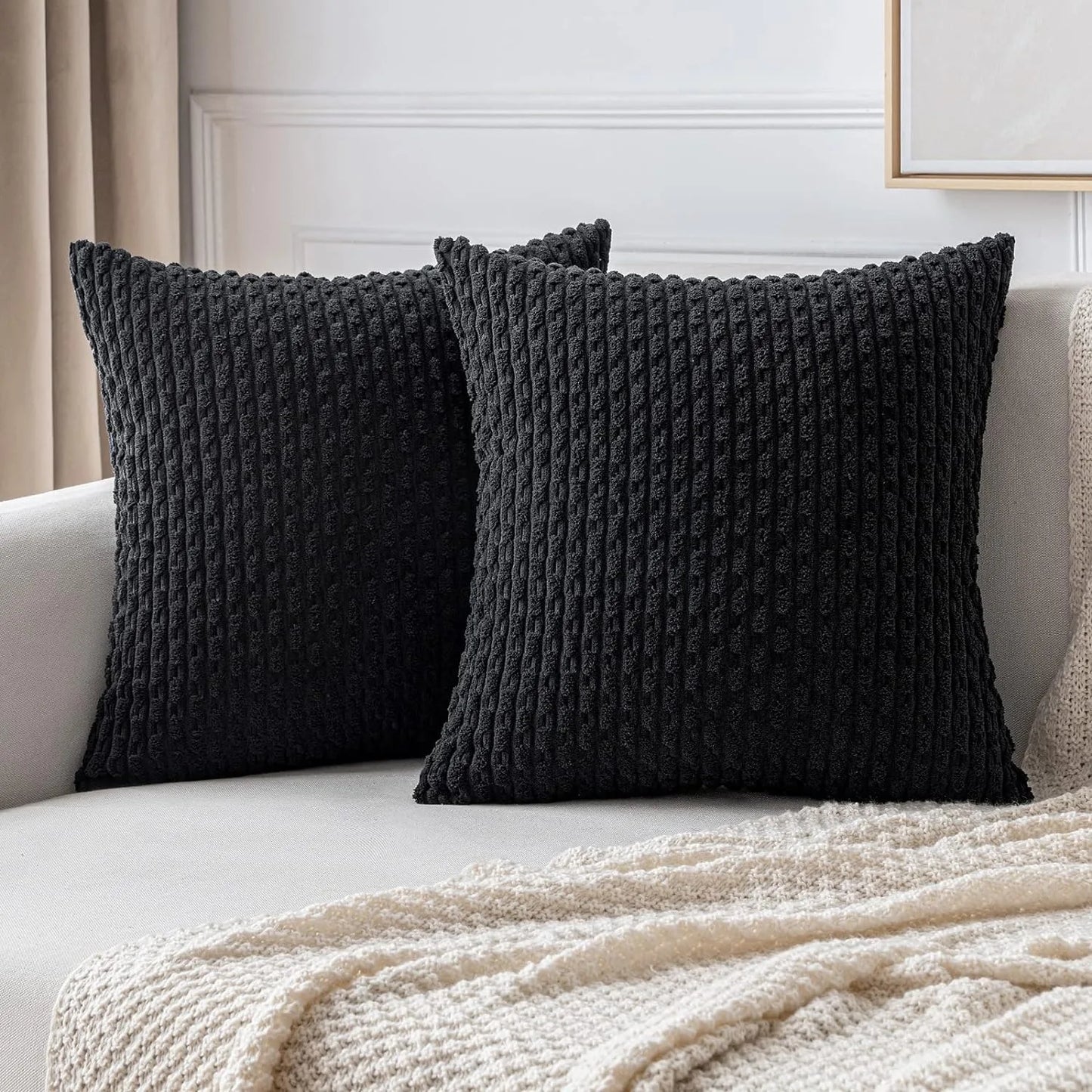 Spring Corduroy Throw Pillow Cover &mdash; 20&times;20 in Farmhouse Boho Striped Cushion Case — view 9 of cushion covers & pillow cases