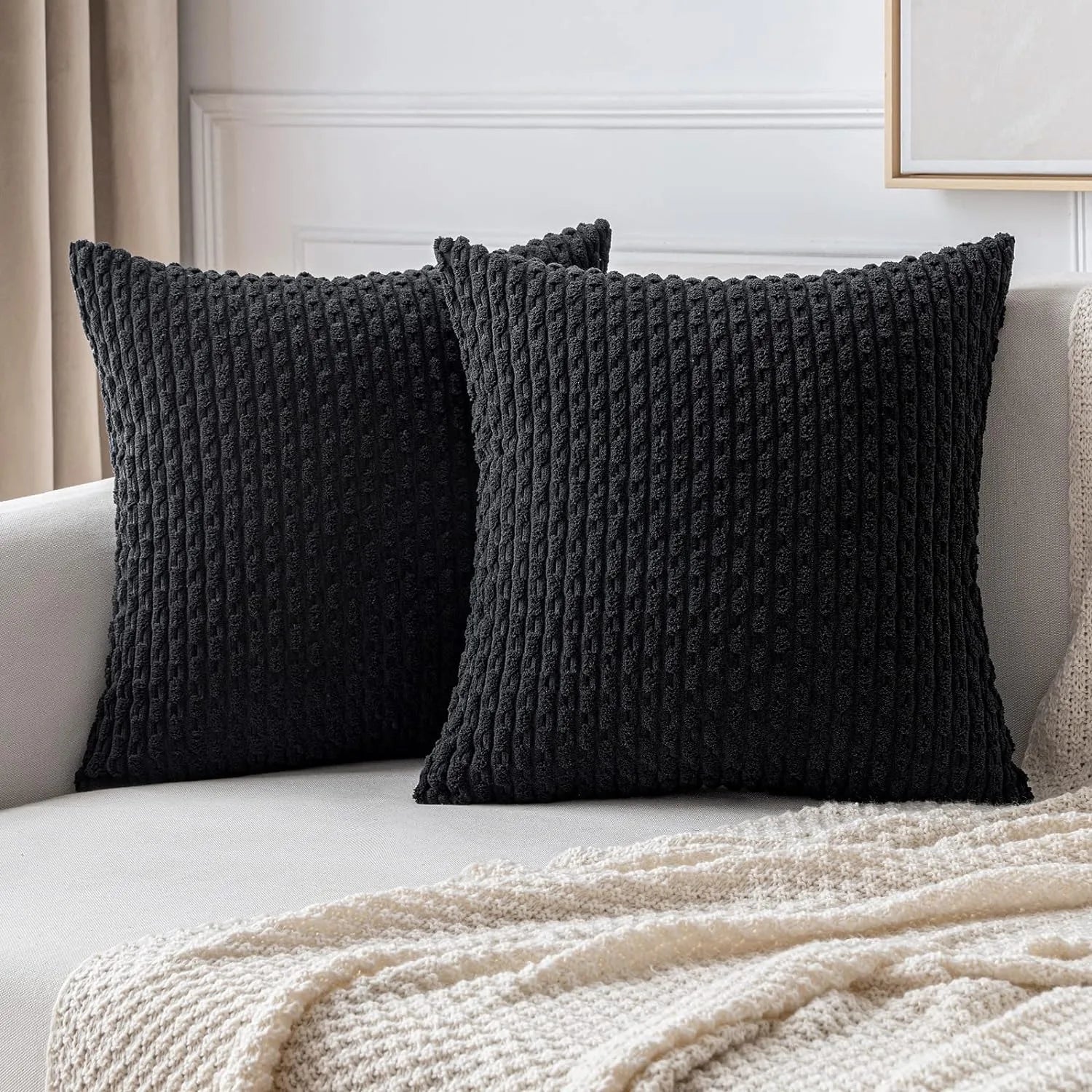 Spring Corduroy Throw Pillow Cover &mdash; 20&times;20 in Farmhouse Boho Striped Cushion Case — view 9 of cushion covers & pillow cases