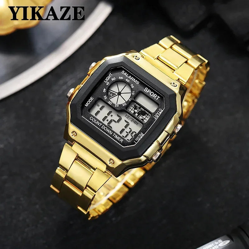MAYZHISU Men's Digital Luxury Watch — Stainless Steel LED Military Sport Wristwatch — view 9 of watches