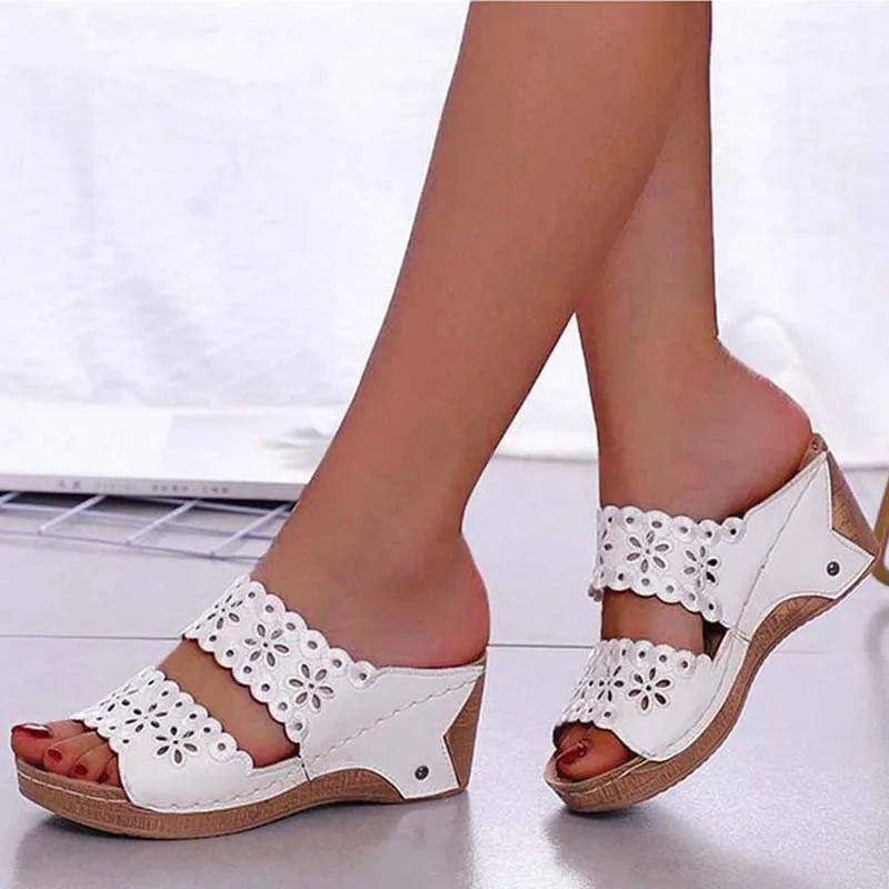 Sandals & Slides — Platform Wedge Slip-On Walking Sandals, Retro Comfort Slides — view 7 of sandals & slides