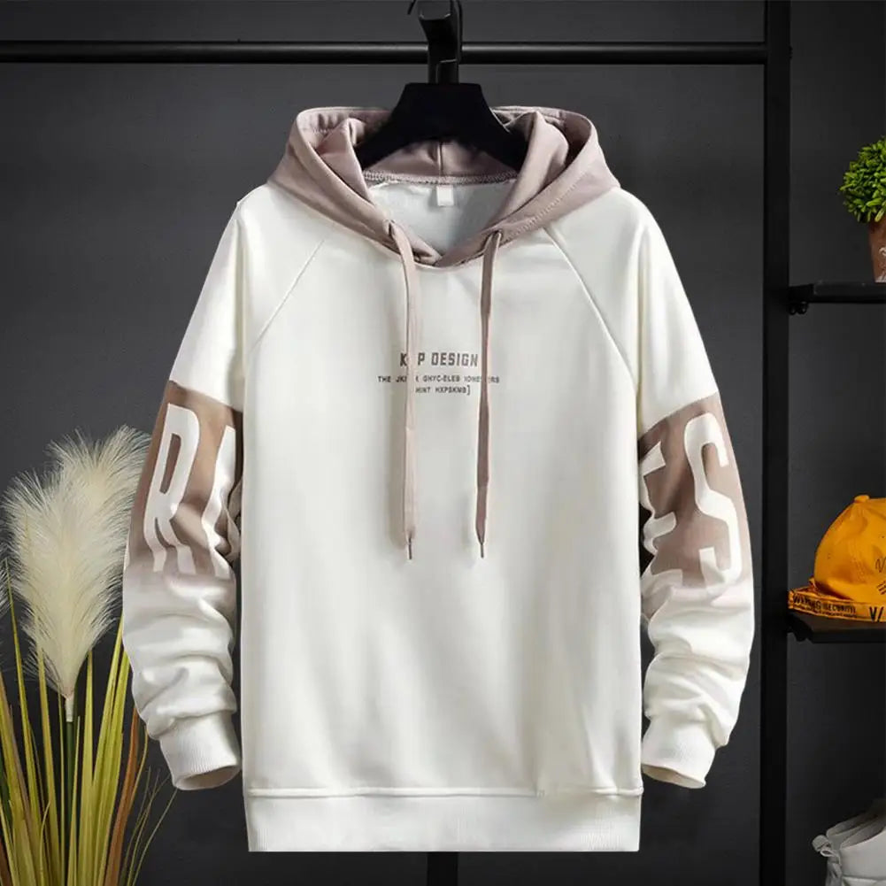 Pullover Sweatshirt Breathable Winter Hooded Plush Lining Men Sweatshirt Thick Skin-Touch Pullover Hoodie Daily Clothing