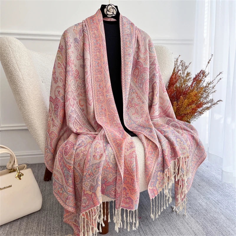 Pashmina Scarf in 58 Signature Shades — Cashmere-Feel Women's Tassel Shawl Wrap Color Stack
