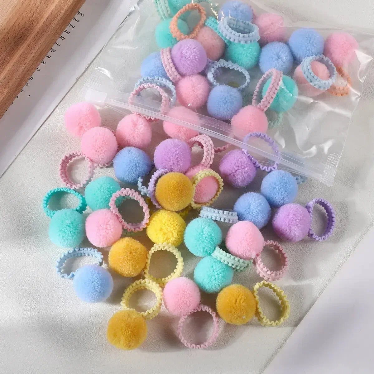 20 pcs colorful fluffy hair elastics  Kids ponytail bands  Hair accessories gift — view 7 of product