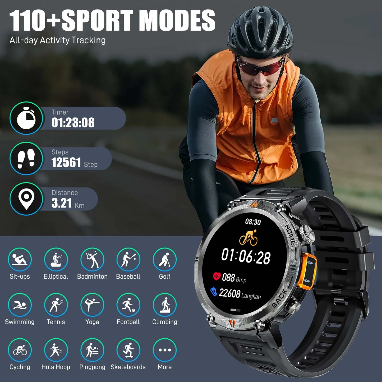 EIGIIS KE3 2025 New Bluetooth Call smartwatch for men Full Touch Screen With Health Monitor heart rate Flashlight Smart watch — view 4 of product