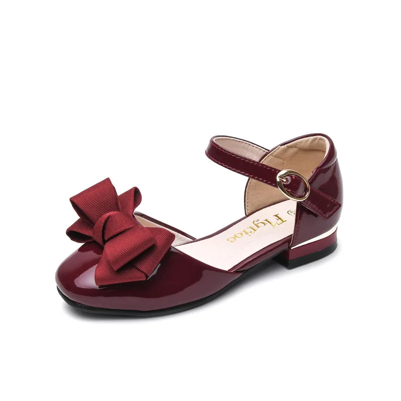 Children’s Patent Leather Party Sandals – Fashion Bow Dance Shoes for Girls (3-12 Years)