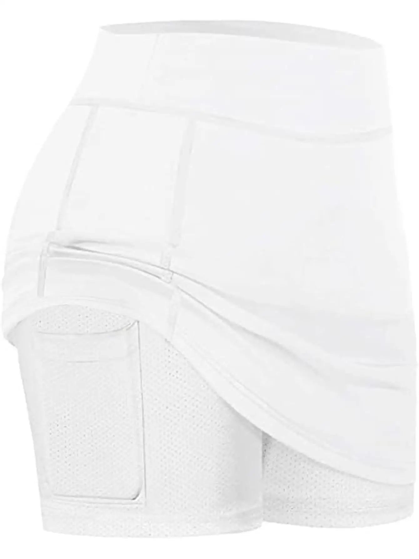 Pleated Tennis Skort 15-Inch — Mid-Length High-Waist with Golf Pockets — side detail