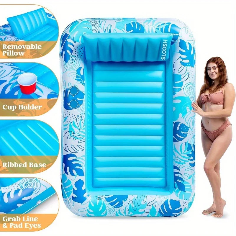 4-in-1 Inflatable Tanning Pool Float with Pillow, 70 x 46 in — view 3 of pool floats