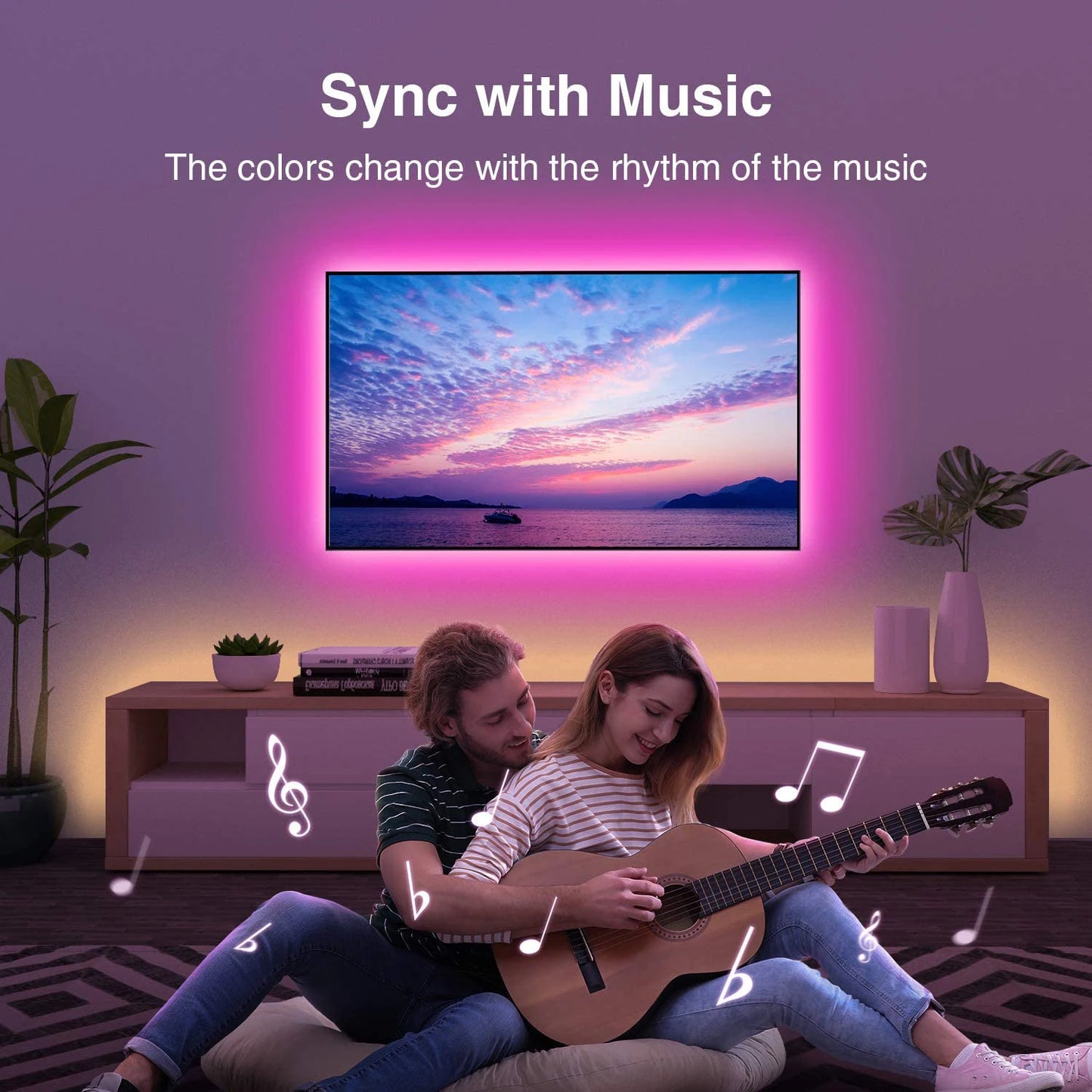 RGB LED Light Strip — USB Music-Sync Smart Ribbon with Bluetooth & Remote (5V) — view 4 of smart lighting