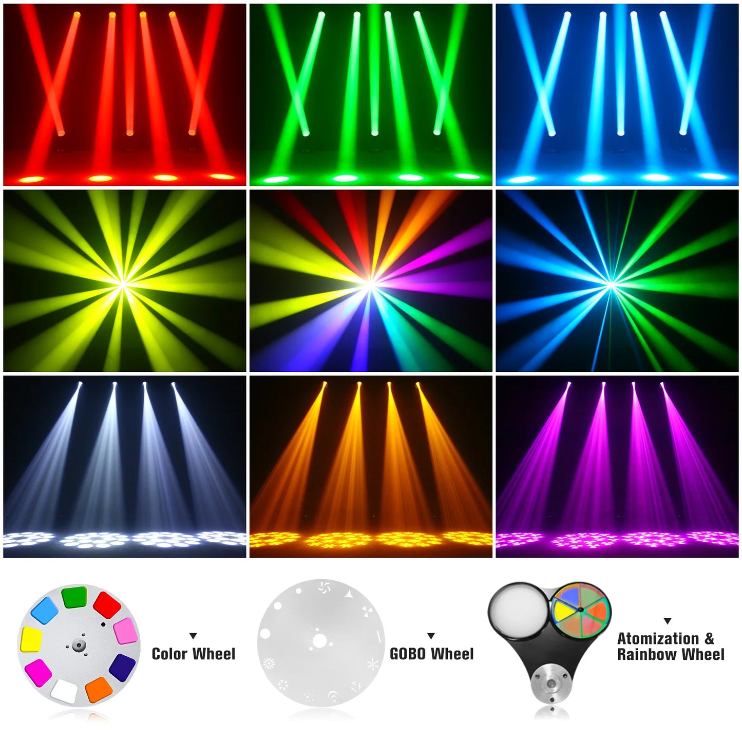 U'King 150W Beam Moving Head Light – DMX512 Zoom Stage Light (18-Prism, 14 Gobos)