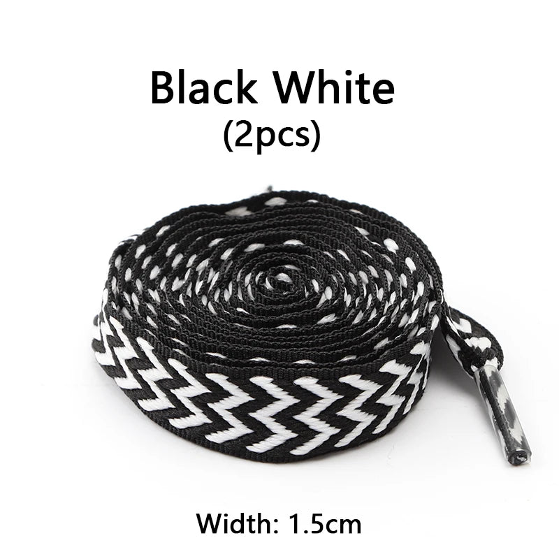 Designer-Look Flat Shoelaces — Chevron Pattern Sneaker Laces