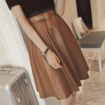 Genuine Sheepskin A-line Skirt Women High Waisted Large Swing Skirt 2024 Fall — view 1 of women's clothing