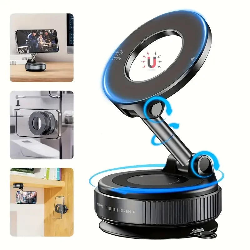 Foldable Magnetic Car Phone Mount – Vacuum Suction Cup 360° Rotating Multi-Angle Holder — view 2 of electronics & gadgets