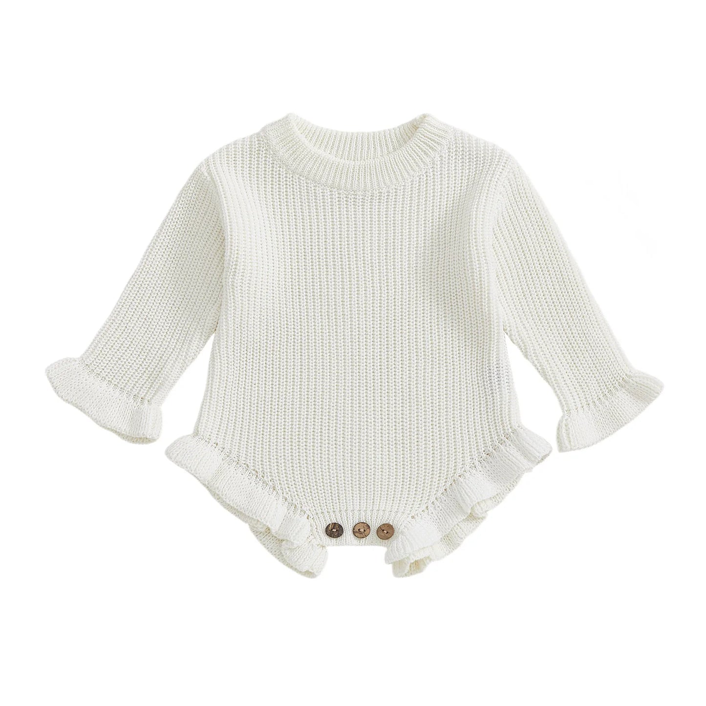 Infant Knitted Bodysuit with Ruffled Sleeves - Boutique-Style Baby Top — view 7 of baby bodysuits