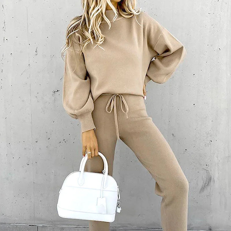 Autumn-Winter 2Pc Tracksuit &mdash; Women&rsquo;s Long-Sleeve Pullover Hoodie + Solid Jogger Pant Set — view 3 of tracksuits