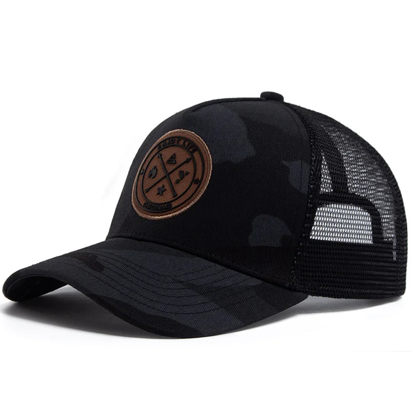 Summer Mesh Baseball Cap ENJOY LIFE — Breathable Snapback Trucker Hip-Hop Patch Hat Unisex — view 14 of hats & caps