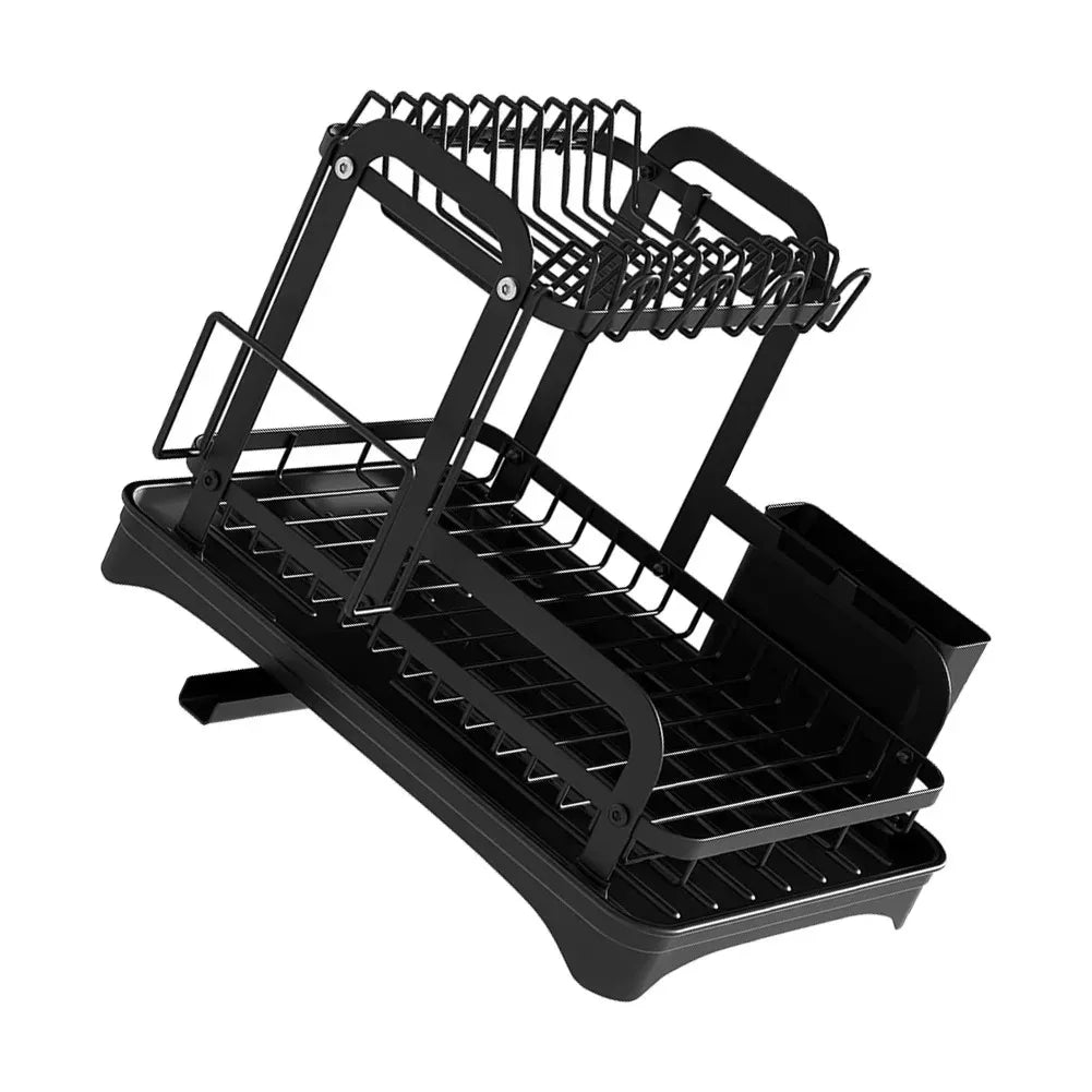 2-Tier Dish Drying Rack &mdash; Countertop Kitchen Storage with Drainboard &amp; Drain Basket — view 3 of kitchen gadgets