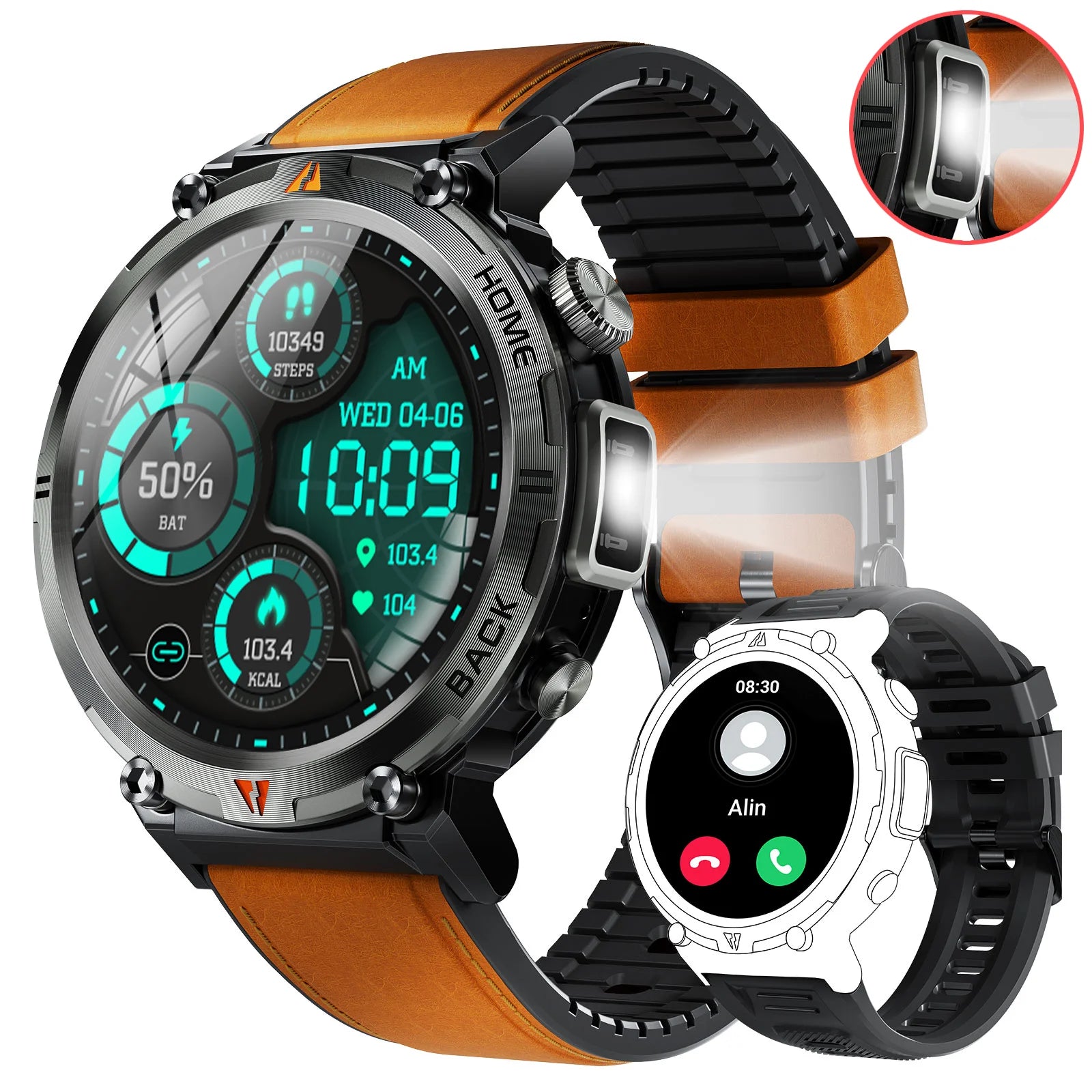 EIGIIS KE3 2025 New Bluetooth Call smartwatch for men Full Touch Screen With Health Monitor heart rate Flashlight Smart watch — view 11 of product