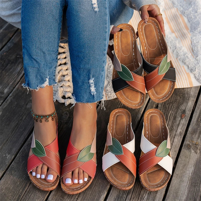 Sandals & Slides — Retro Wedge Slide Sandals, Outdoor Summer Slip-On Wedges — view 5 of sandals & slides