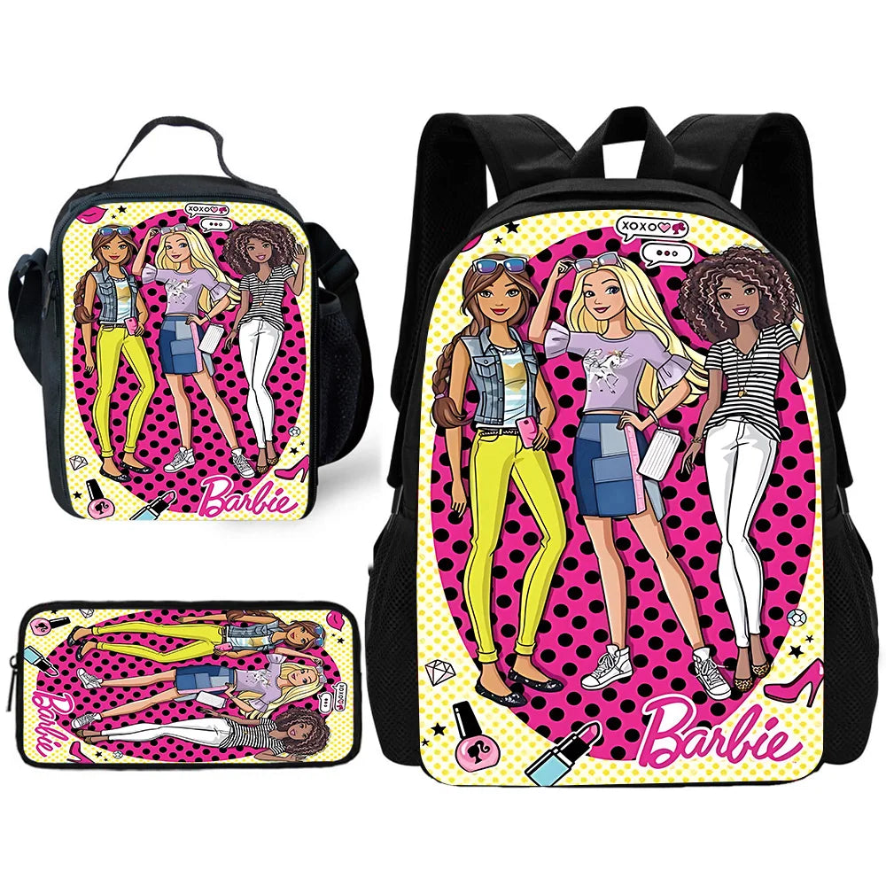 Barbie Kids’ School Backpack Set – Backpack, Lunch Bag & Pencil Case for Girls