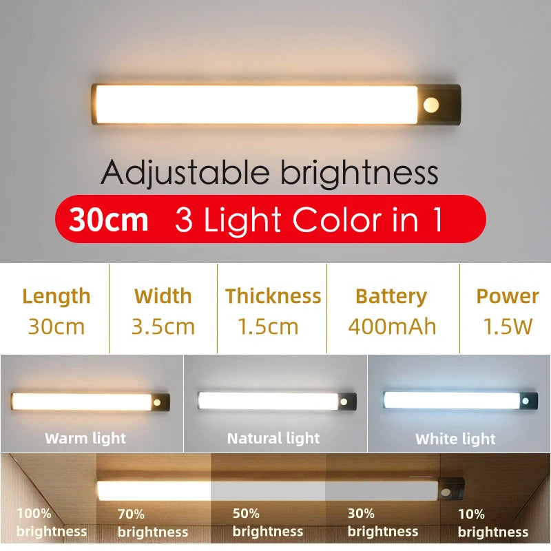 10&ndash;50cm LED Motion Sensor Night Light &mdash; Wireless USB Rechargeable Wall &amp; Under-Cabinet Lamp — view 9 of led &amp; smart lighting