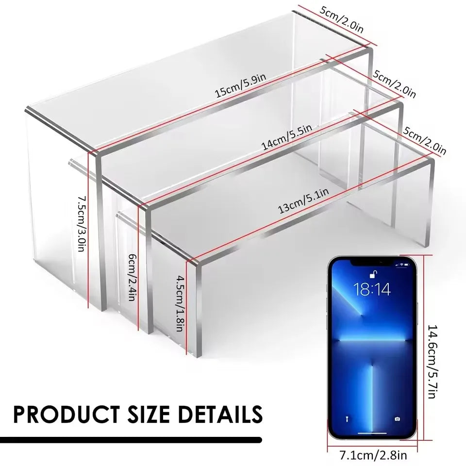 Storage Organizer Clear Acrylic Display Riser — 3/6/9/12-Piece Cosmetic Jewelry Cup Holder Showcase — view 2 of storage & organisation