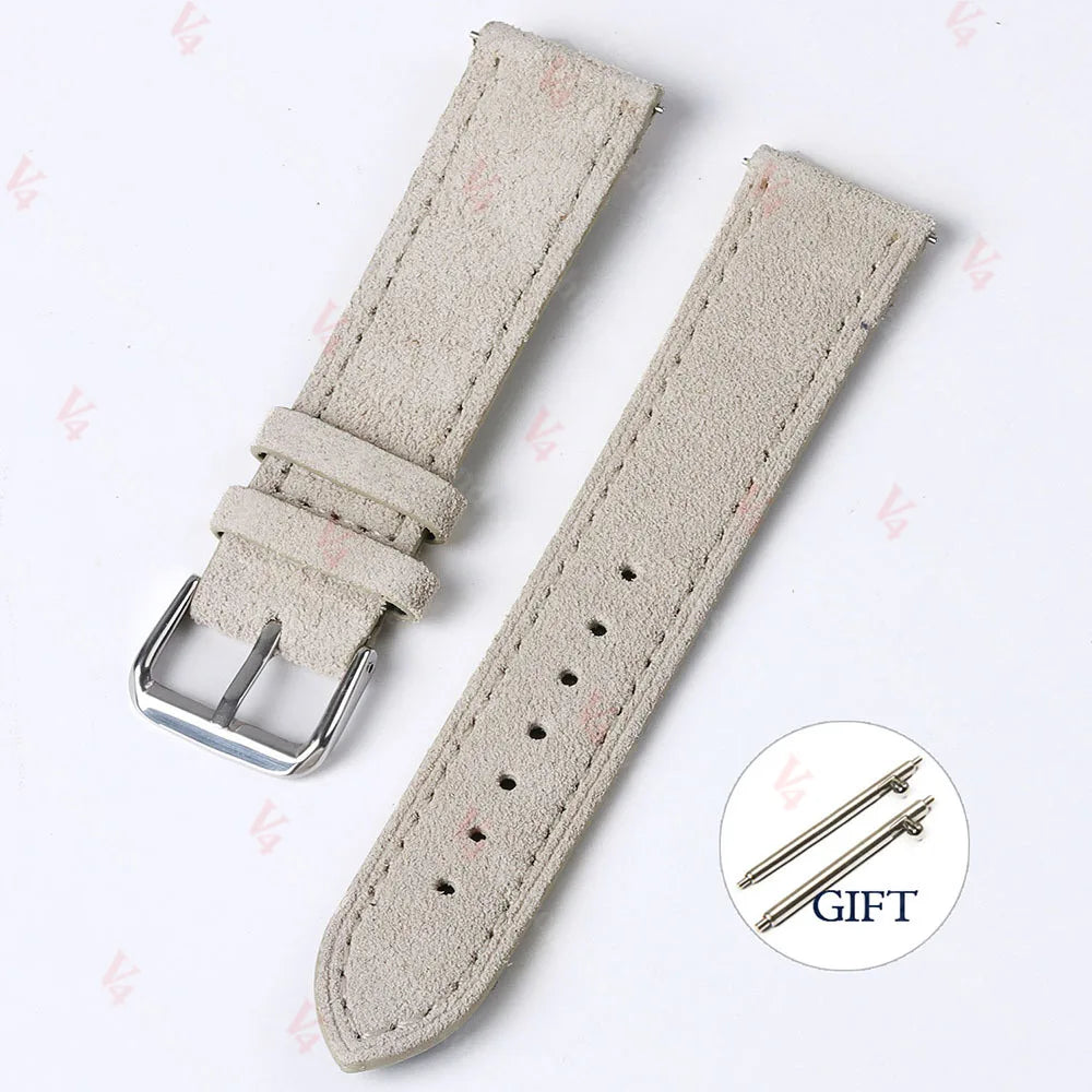 Vintage Suede Cowhide Watch Strap — 18mm 19mm 20mm 22mm Handmade Leather Band — view 13 of watch straps