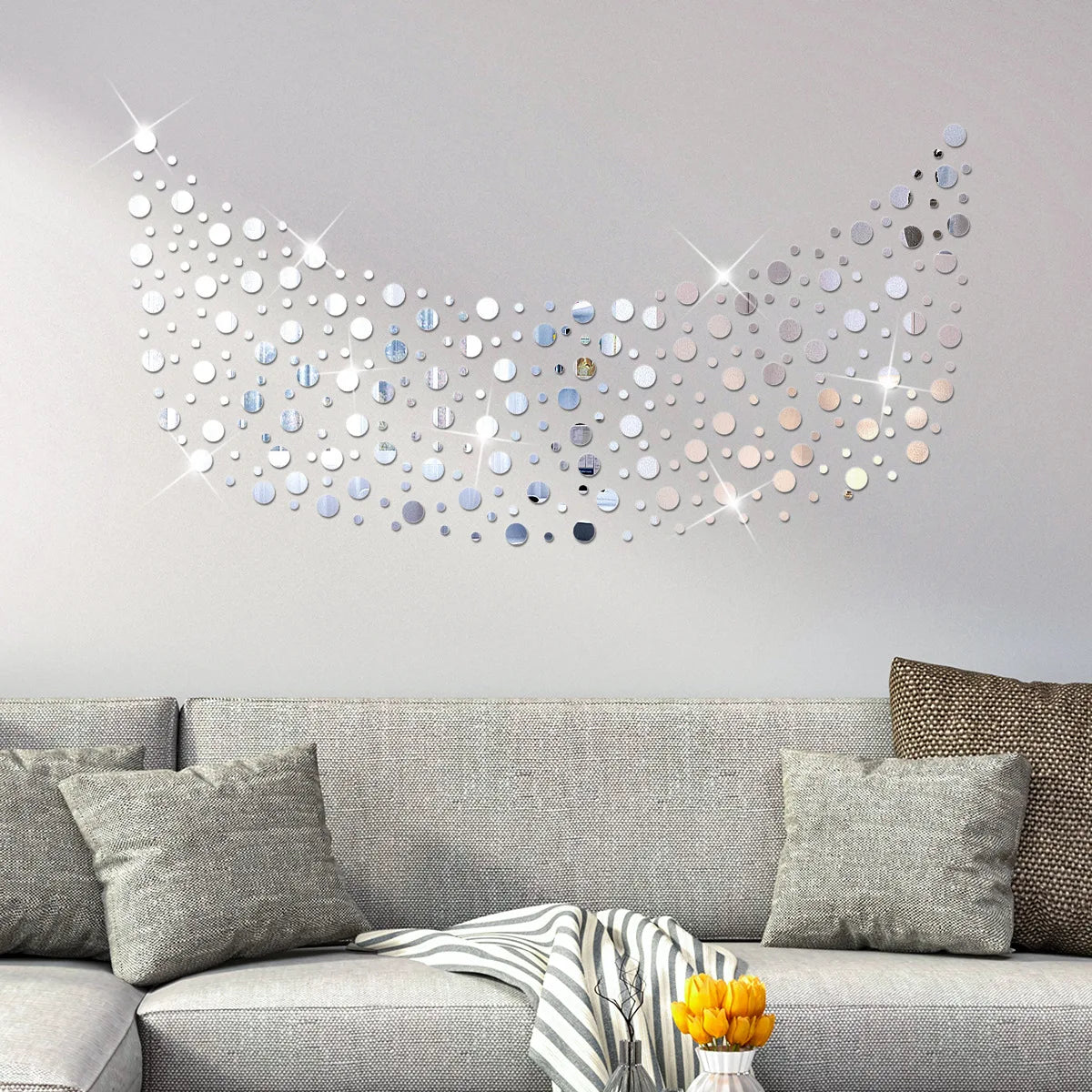 Home Decor Acrylic Mirror Polka Dots Wall Stickers — 100 Pcs Circle Decals for Bedroom, Wedding & Nursery — view 5 of home decor