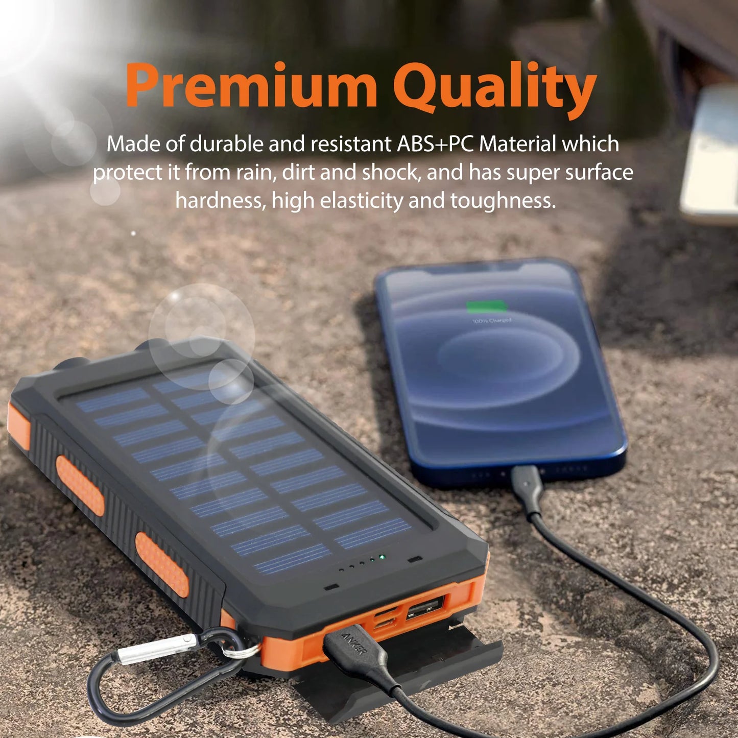 20,000mAh Solar Power Bank Waterproof — Dual USB Bug-Out Bag Essential — view 3 of power banks