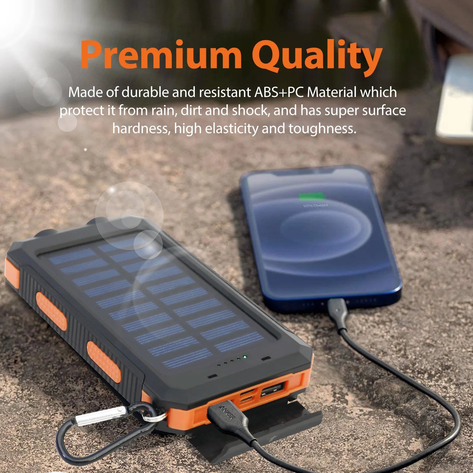 20,000mAh Solar Power Bank Waterproof — Dual USB Bug-Out Bag Essential — view 3 of power banks