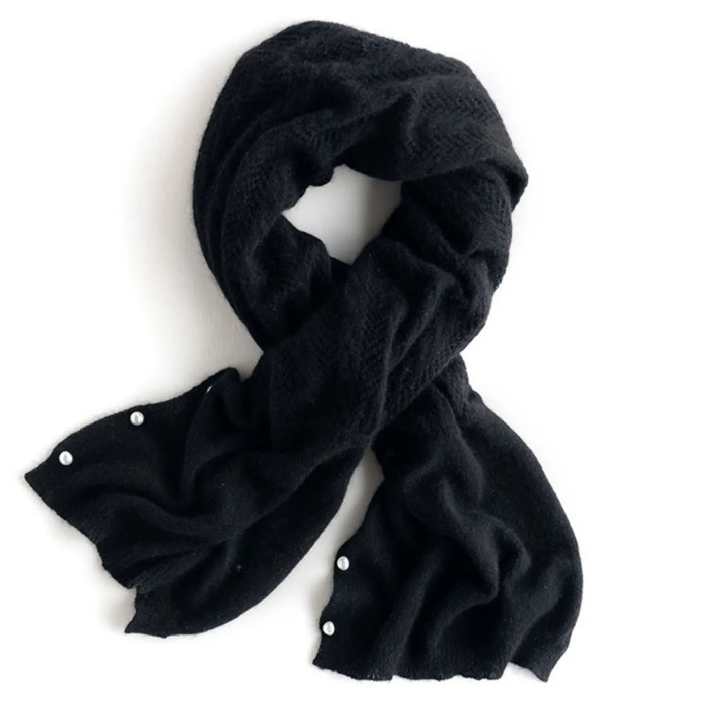 100% Cashmere Cardigan Wrap — Dual-Purpose Sweater Scarf Pearl Cape Soft Knit Shawl — view 6 of scarves & wraps