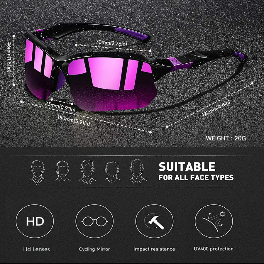 UV400 Sport Sunglasses — Unisex Wraparound Running & Hiking Eyewear — view 6 of sunglasses